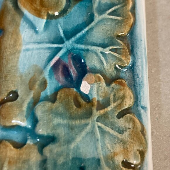 Vintage Ceramic Grape Vine Cluster Leaves Picture Photo Frame Terragrafics 5"X7" - Picture 14 of 16